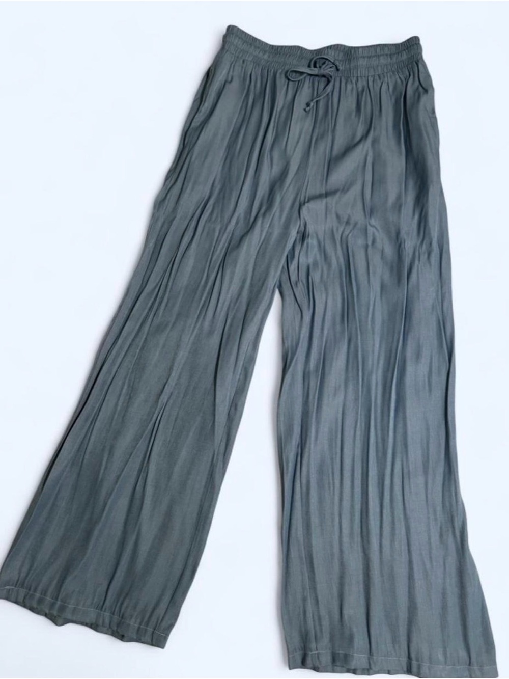 glam Wide-Leg Drawstring Joggers - Slate Gray